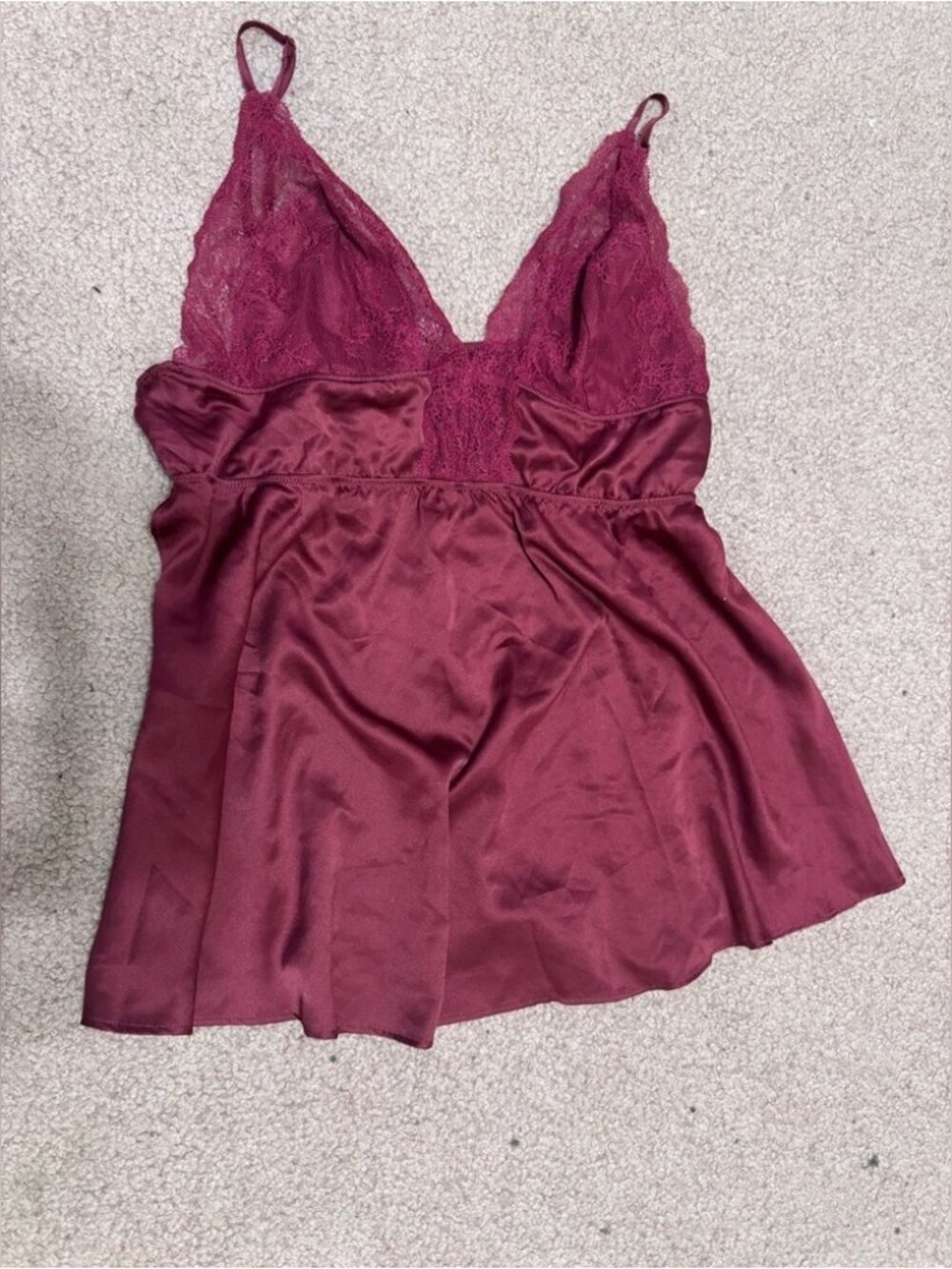 Burgandy red satin Teddy babydoll nighty Lingere
